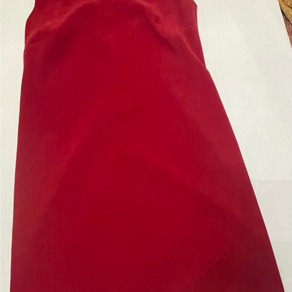 Vintage 90s Velvet Floral Sleeveless V-Neck Sheath Dress Red Sz 12 Feminine - Picture 4 of 6